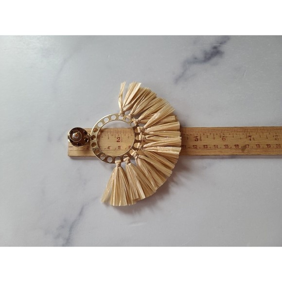 Straw Hoop Dangling Pierced Earrings - Picture 9 of 10